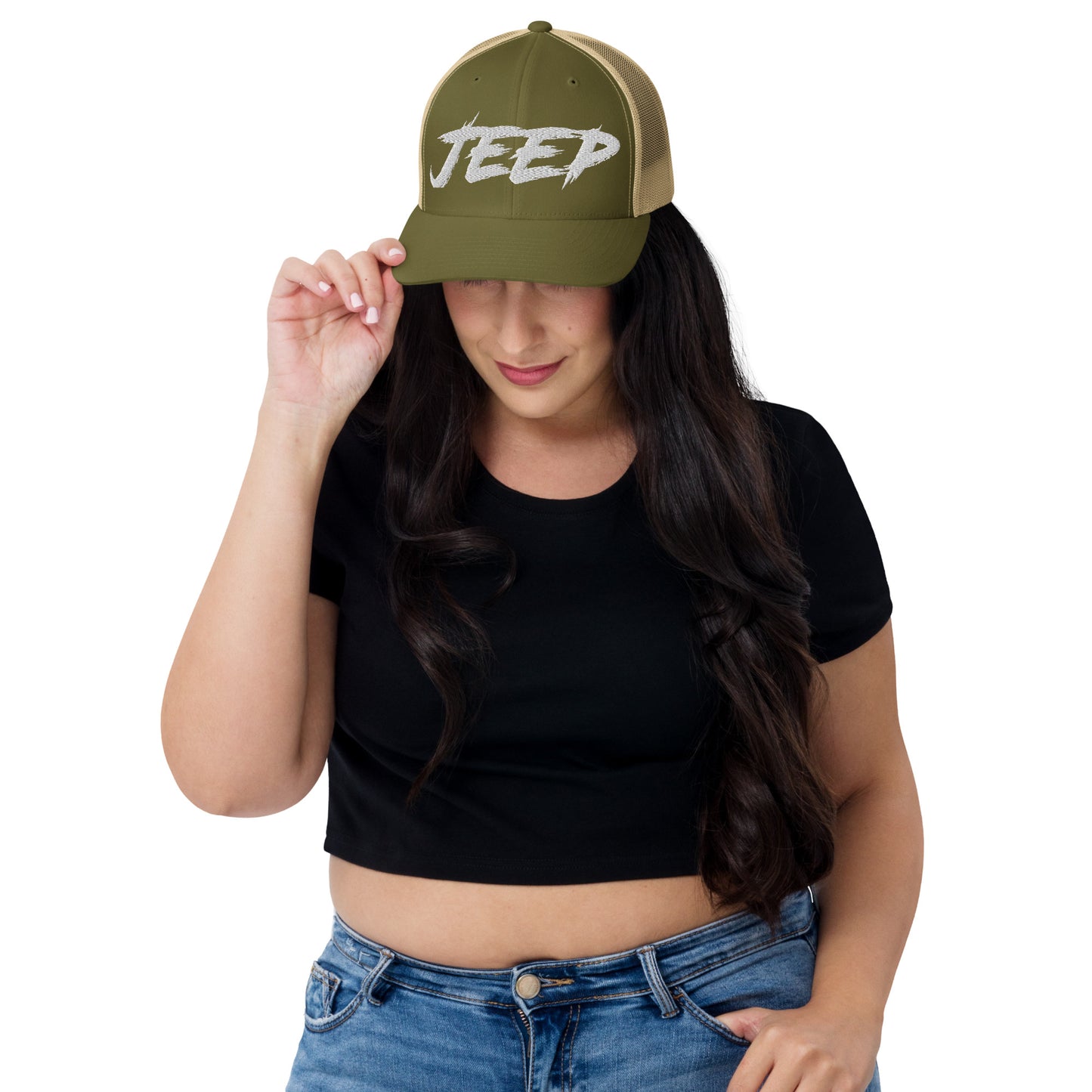 Casquette Trucker de couleur verte et beige "Jeep"