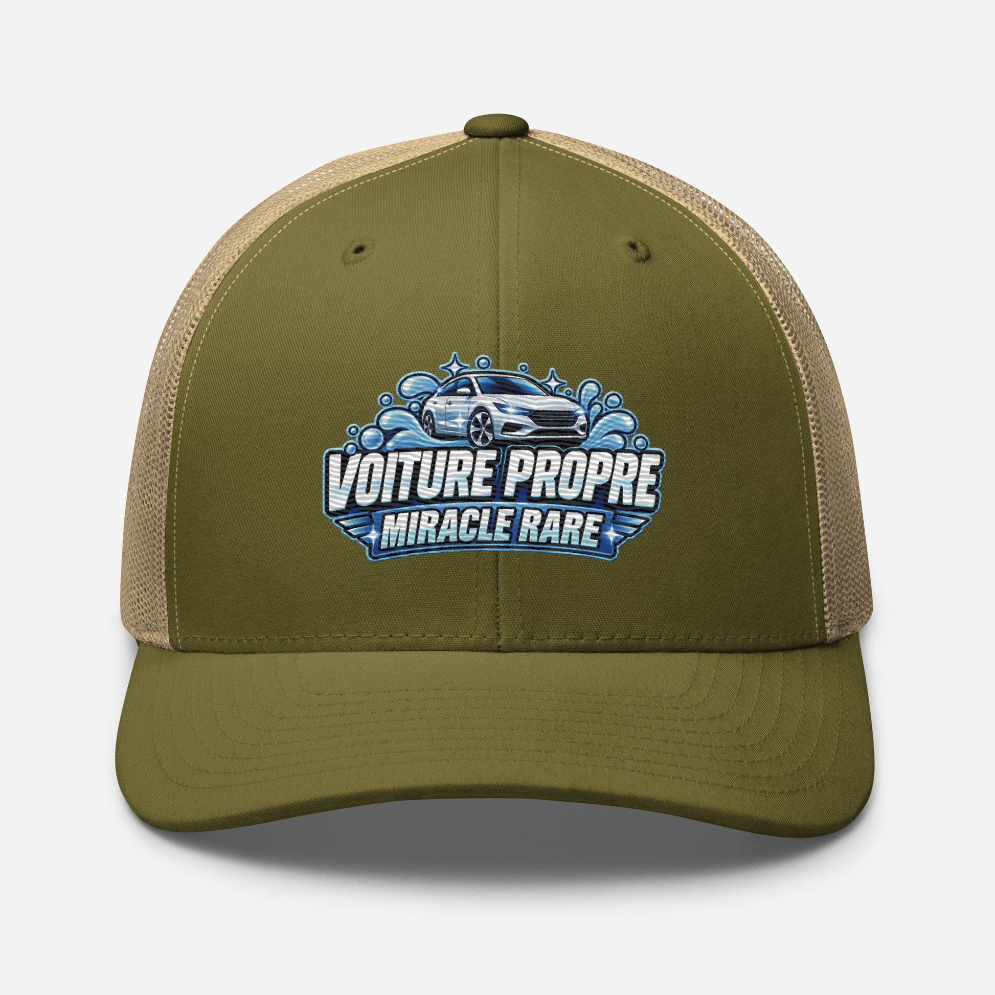 Casquette Trucker, brodée « Voiture propre, miracle rare », en Kaki, vue de face, image 92