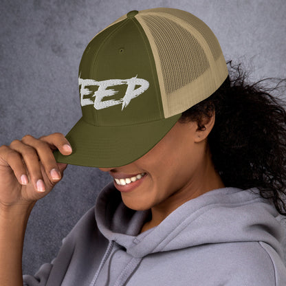 Casquette Trucker de couleur verte et beige "Jeep"