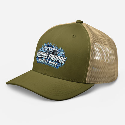 Casquette Trucker, brodée « Voiture propre, miracle rare », en Kaki, vue de trois quarts, image 94