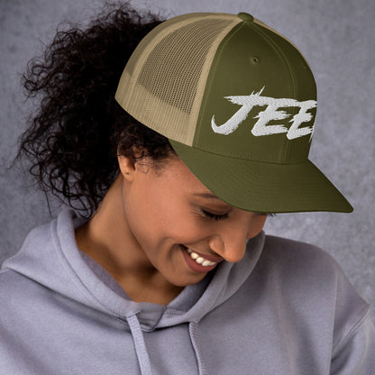 Casquette Trucker de couleur verte et beige "Jeep"