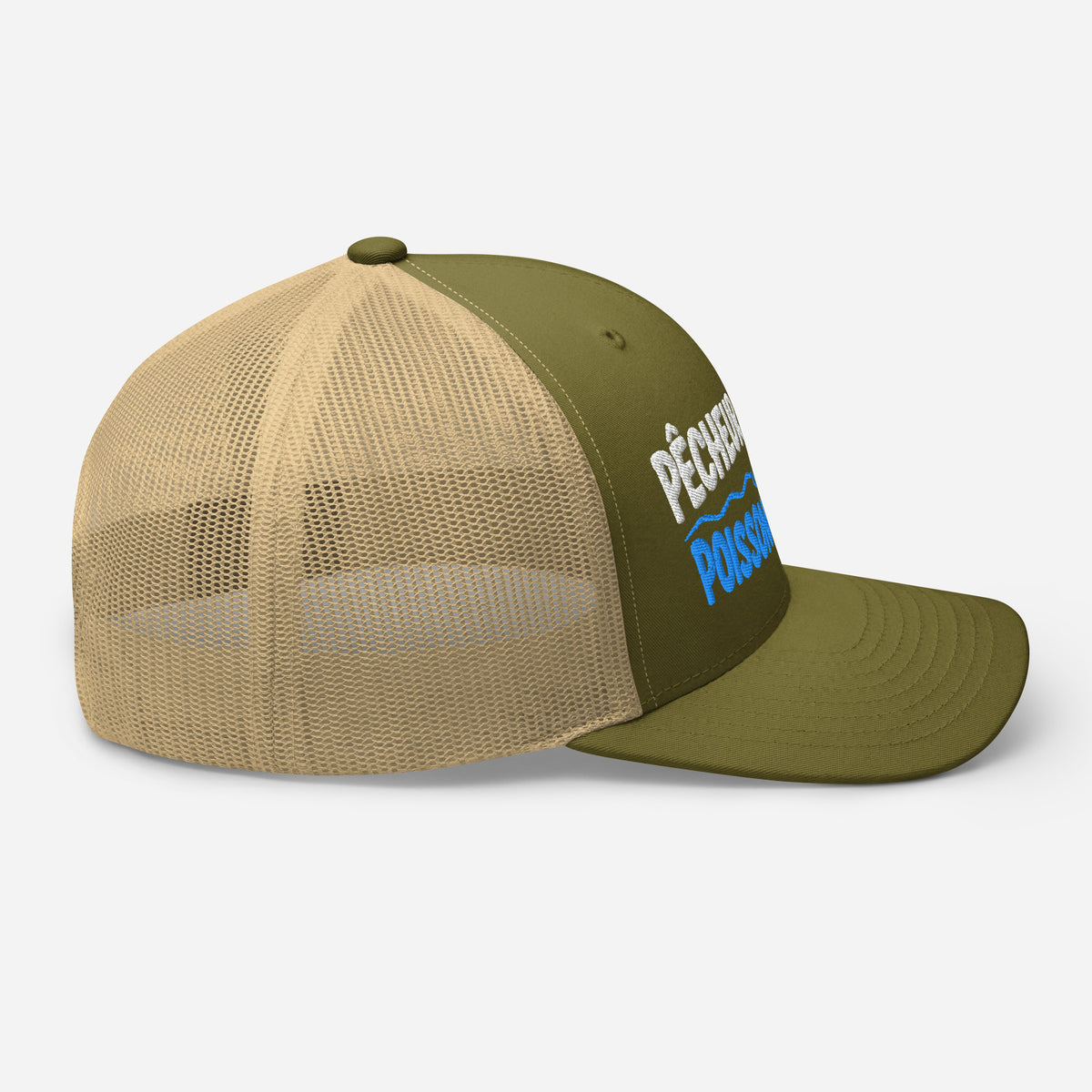Casquette Trucker, brodée « Pêcheur patient, poisson méfiant », en Kaki, image 95