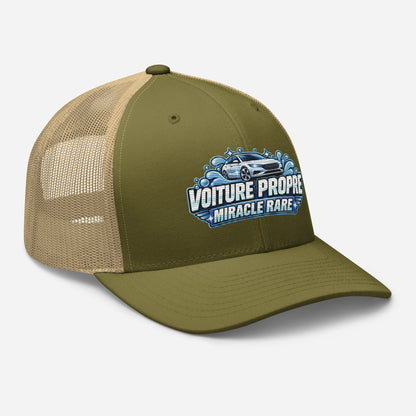 Casquette Trucker, brodée « Voiture propre, miracle rare », en Kaki, vue de trois quarts, image 96