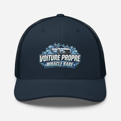 Casquette Trucker, brodée « Voiture propre, miracle rare », en Bleu Marine, vue de face, image 15