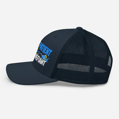 Casquette Trucker, brodée « Pêcheur patient, poisson méfiant », en Bleu Marine, image 16