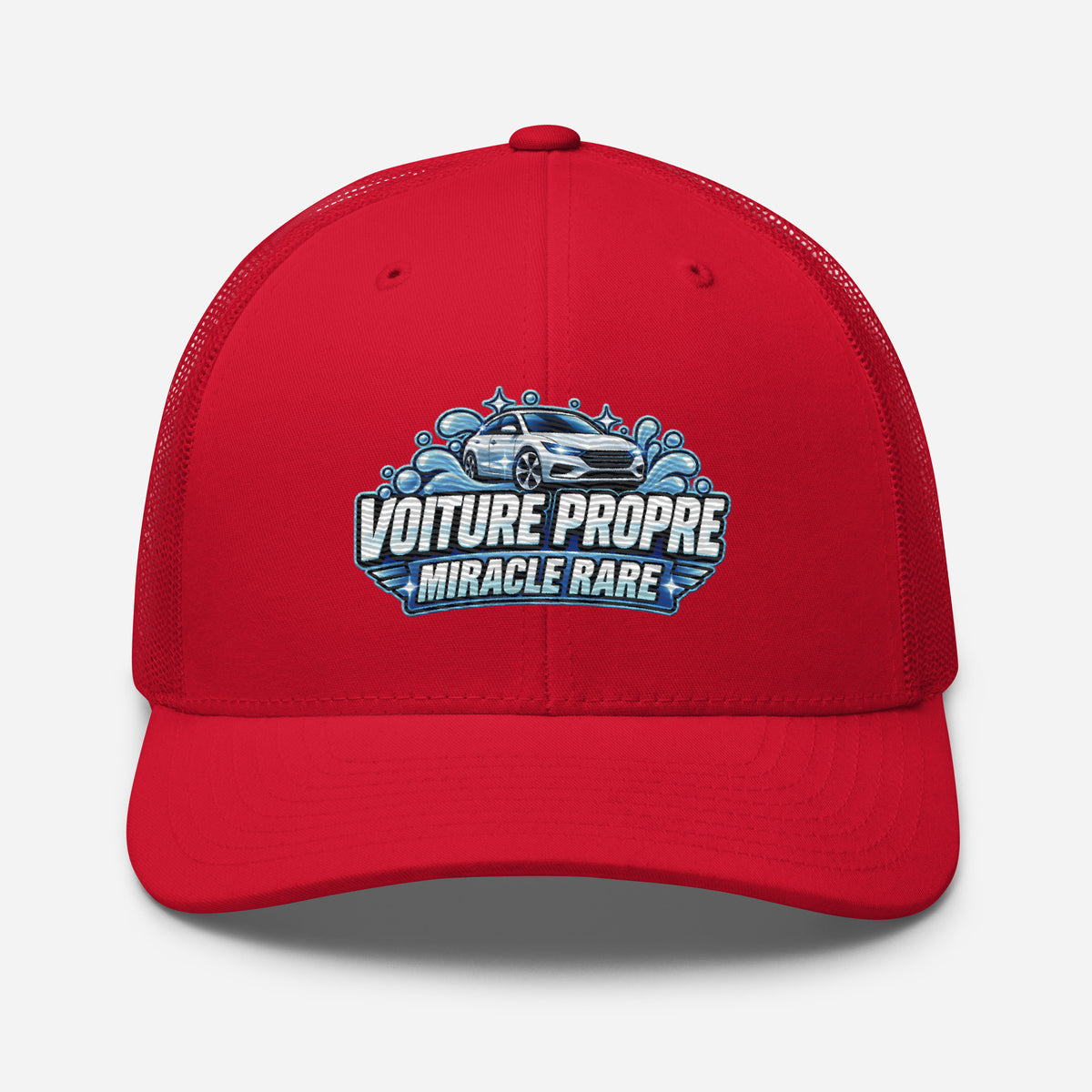 Casquette Trucker, brodée « Voiture propre, miracle rare », en Rouge, vue de face, image 39