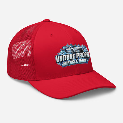 Casquette Trucker, brodée « Voiture propre, miracle rare », en Rouge, vue de trois quarts, image 43