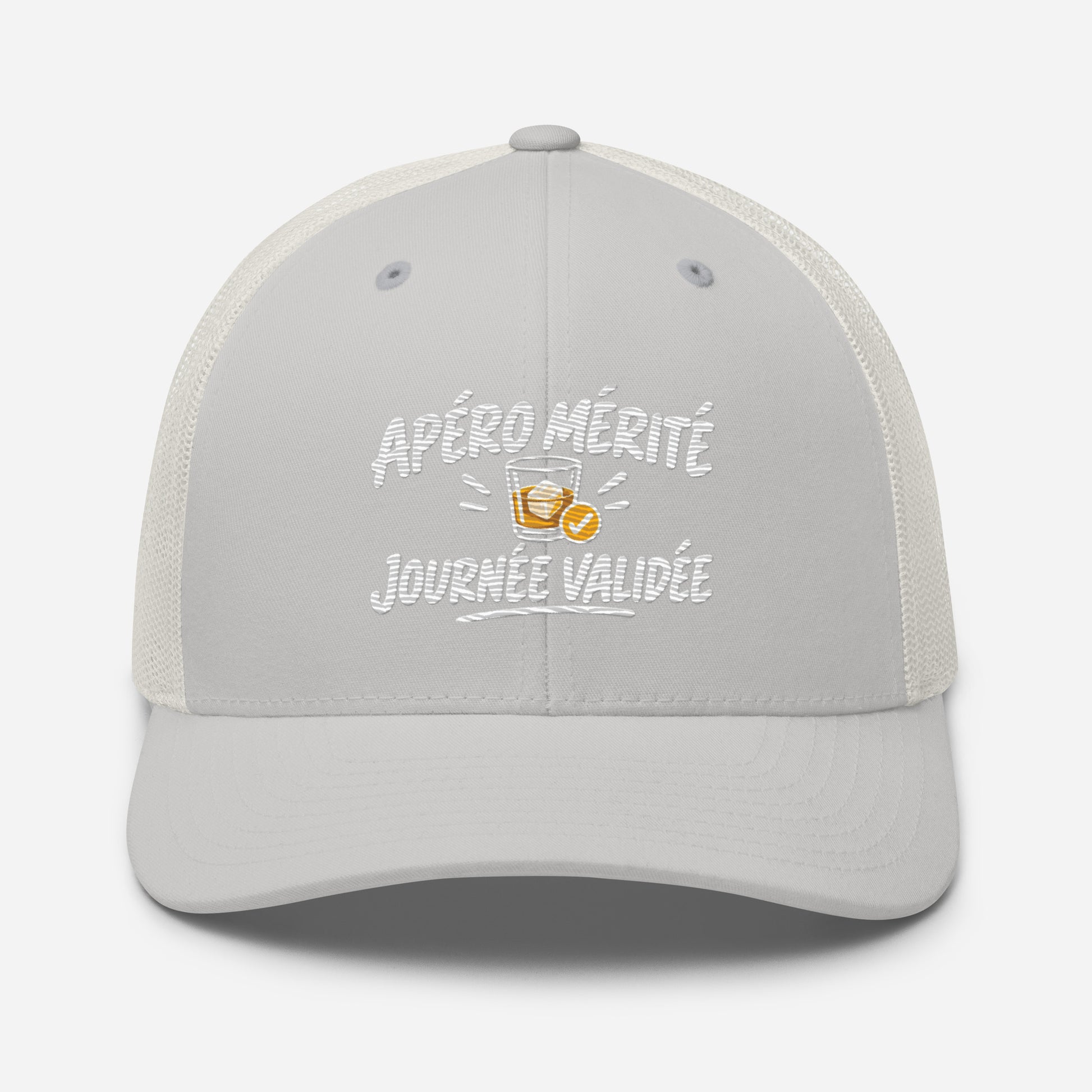 Casquette Trucker, brodée « Apéro mérité, journée validée », vue de face, image 79