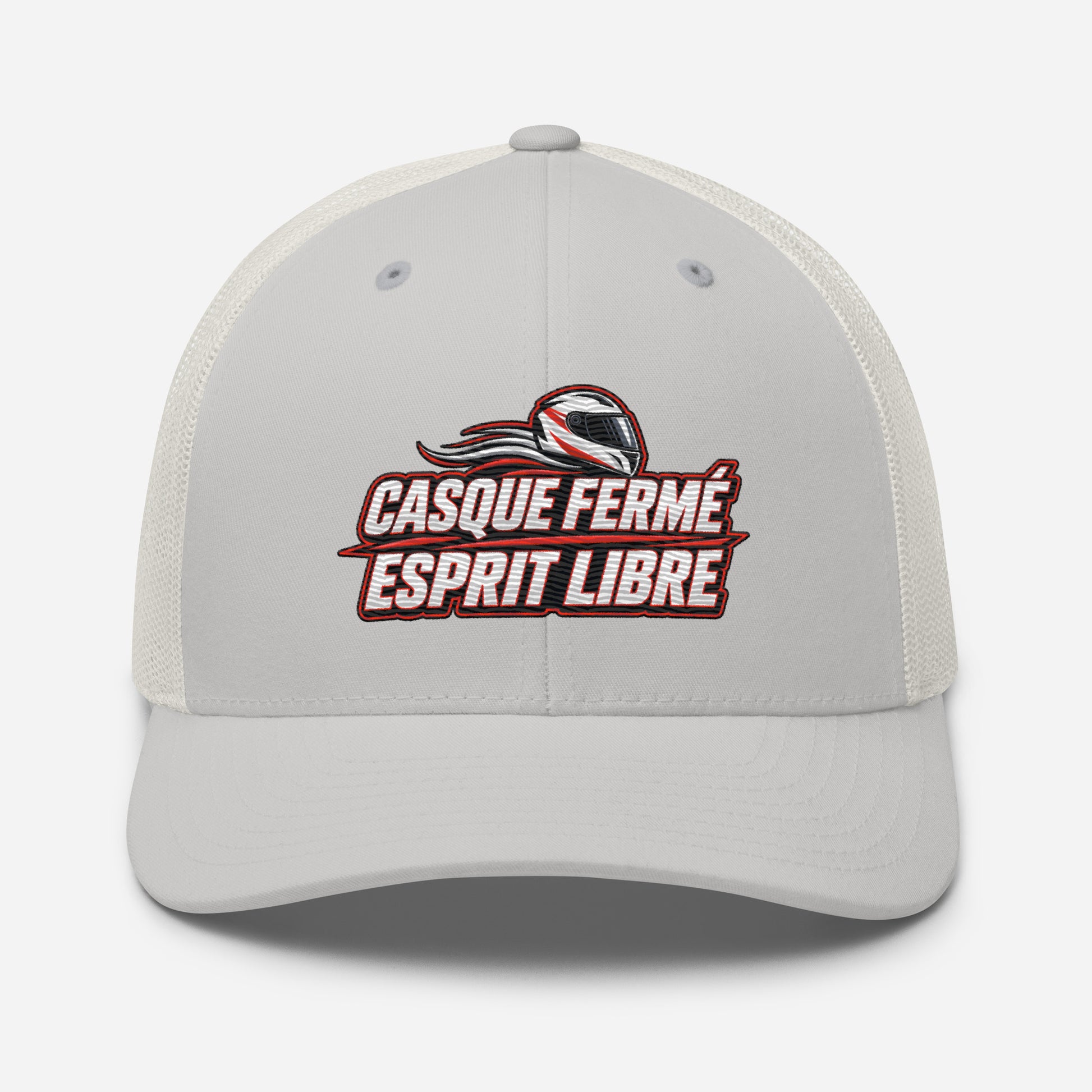 Casquette Trucker, brodée « Casque fermé, esprit libre », vue de face, image 79