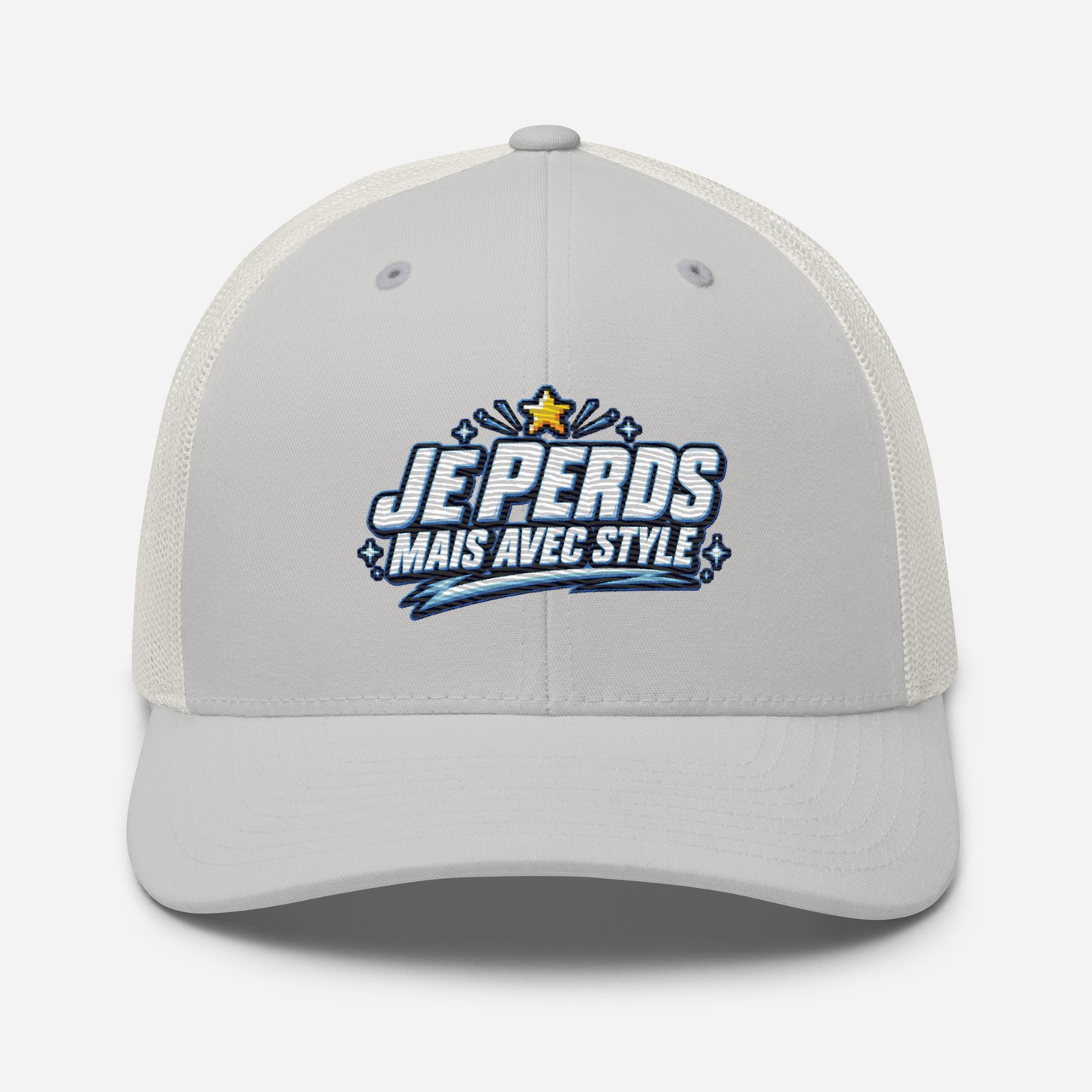 Casquette Trucker, brodée « Je perds mais avec style », vue de face, image 79