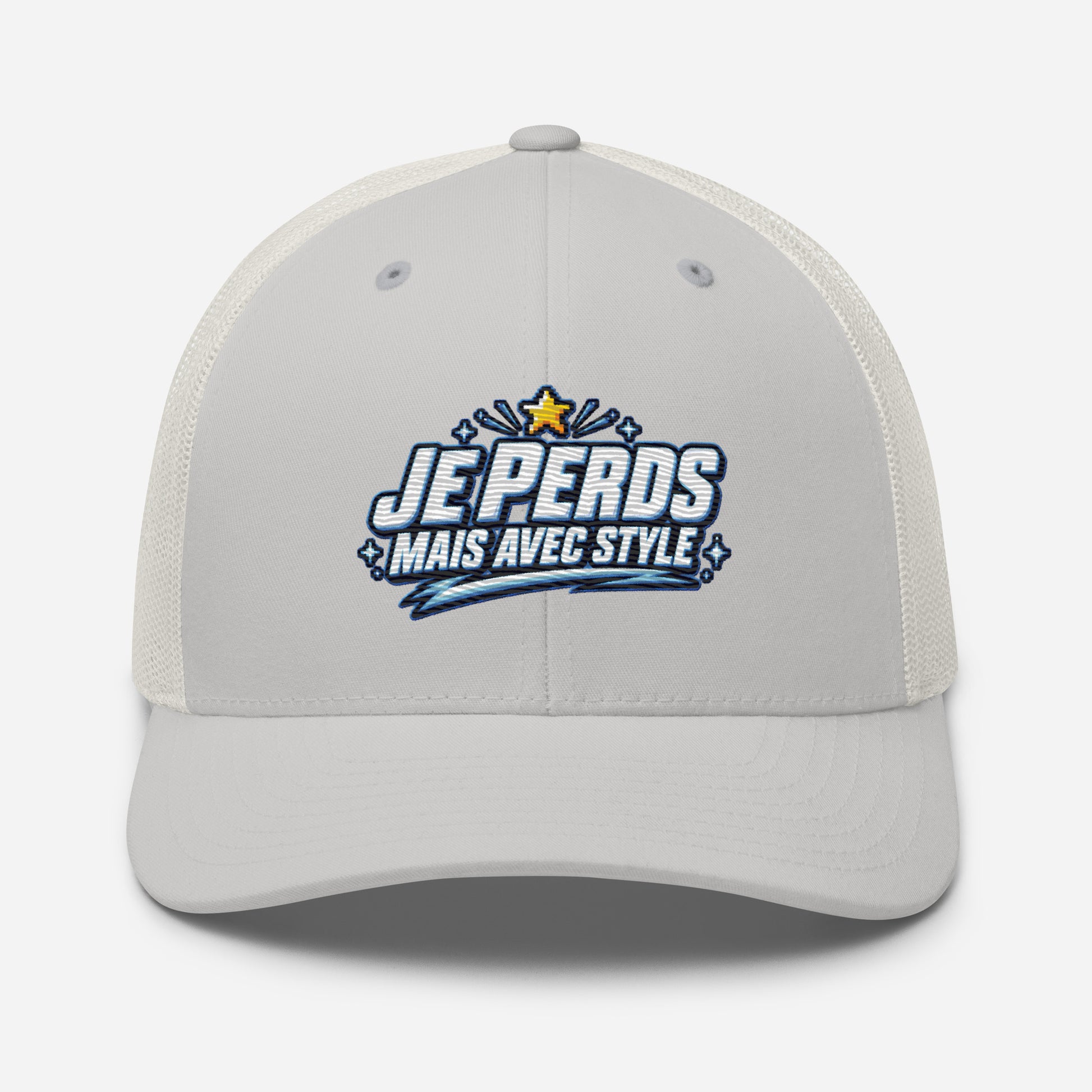 Casquette Trucker, brodée « Je perds mais avec style », vue de face, image 79