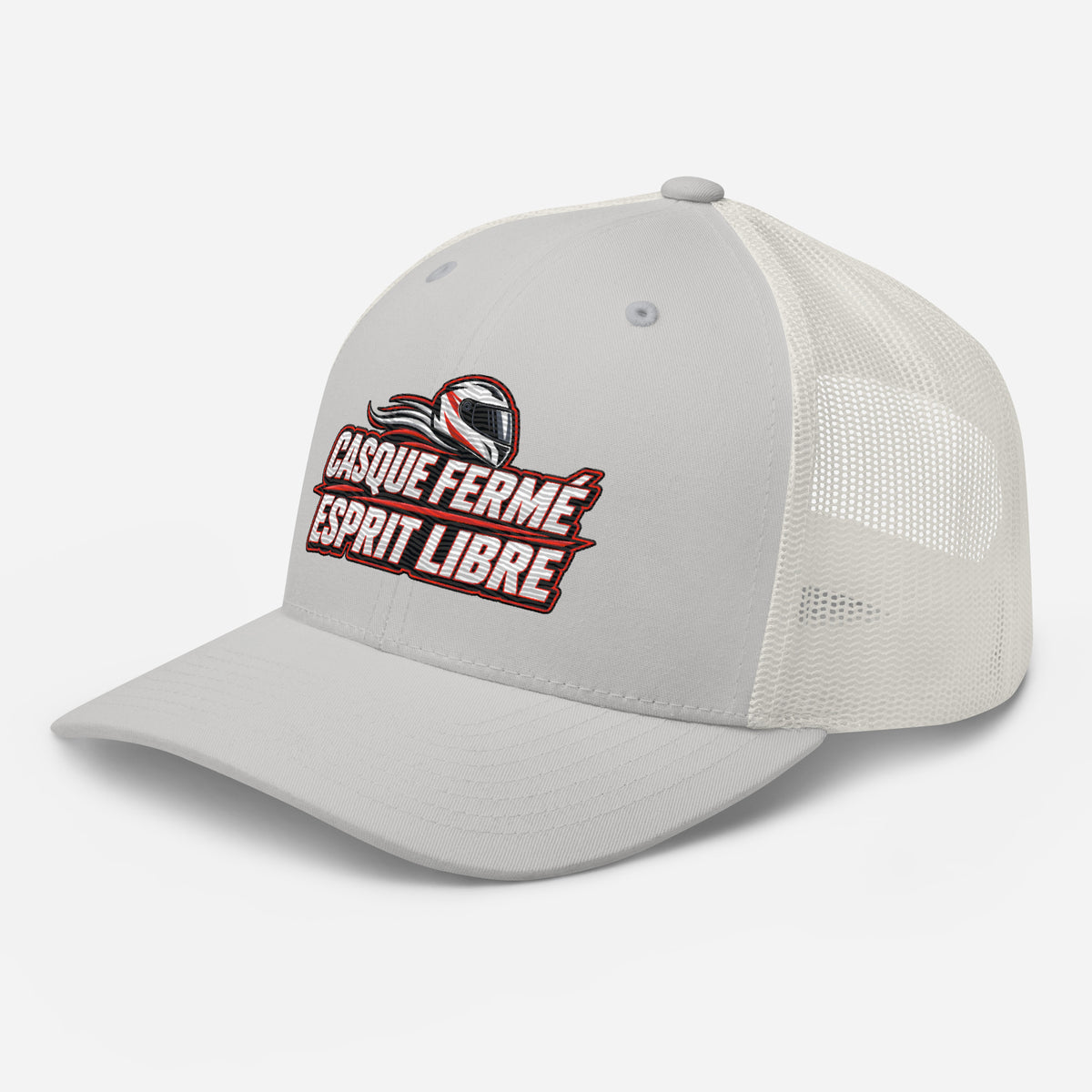 Casquette Trucker, brodée « Casque fermé, esprit libre », vue de trois quarts, image 82