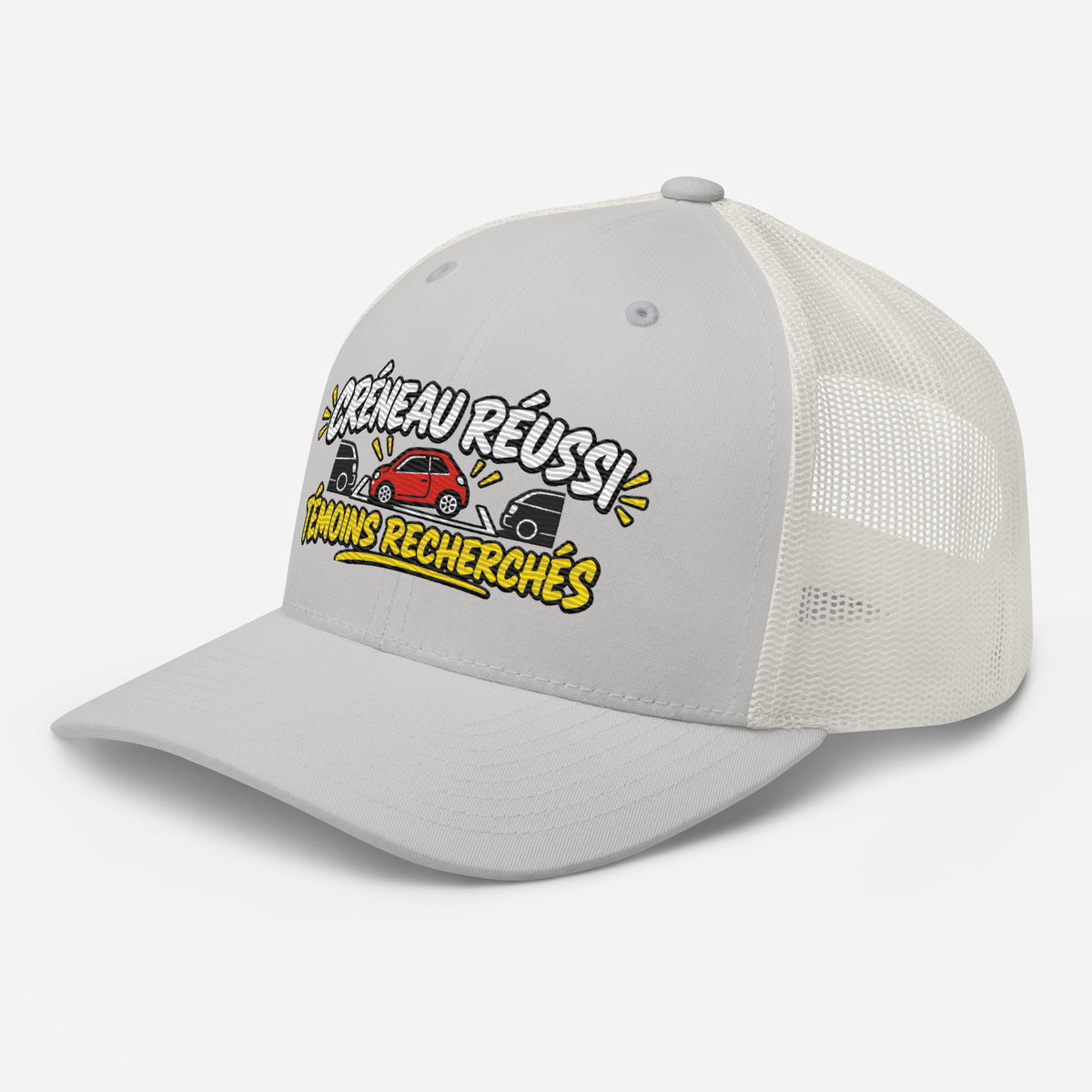 Casquette Trucker, brodée « Créneau réussi, Témoins recherchés », vue de trois quarts, image 83