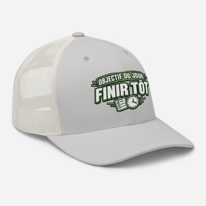 Casquette Trucker, brodée « Objectif du jour, finir tôt », vue de trois quarts, image 84