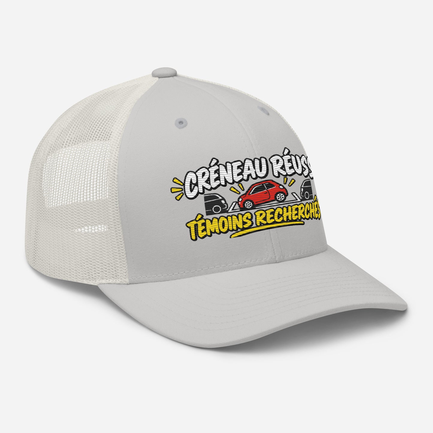 Casquette Trucker, brodée « Créneau réussi, Témoins recherchés », vue de trois quarts, image 85