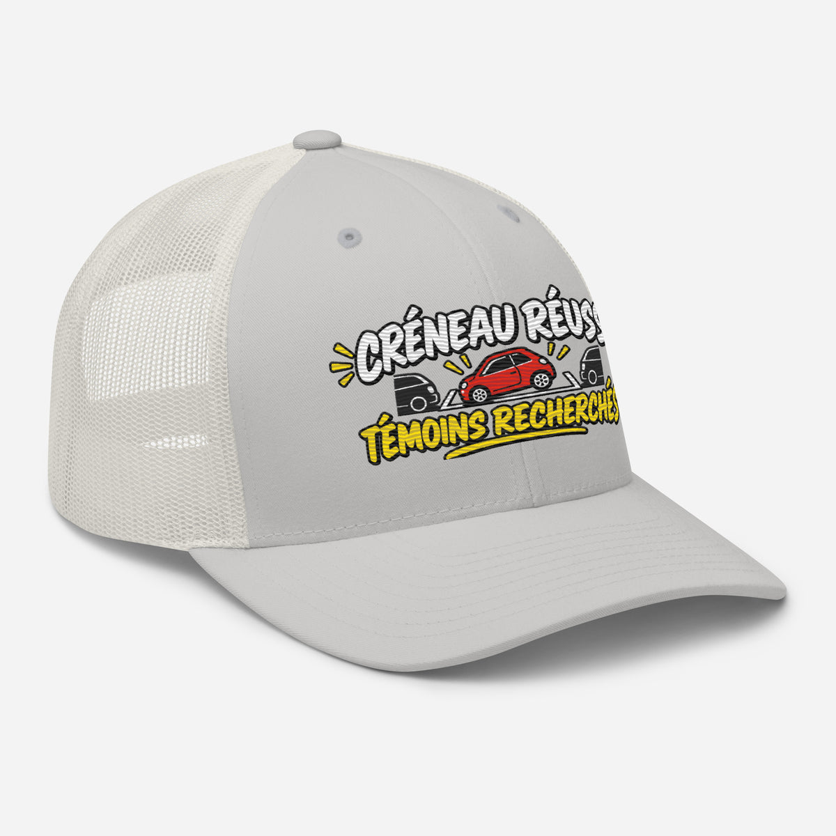 Casquette Trucker, brodée « Créneau réussi, Témoins recherchés », vue de trois quarts, image 85