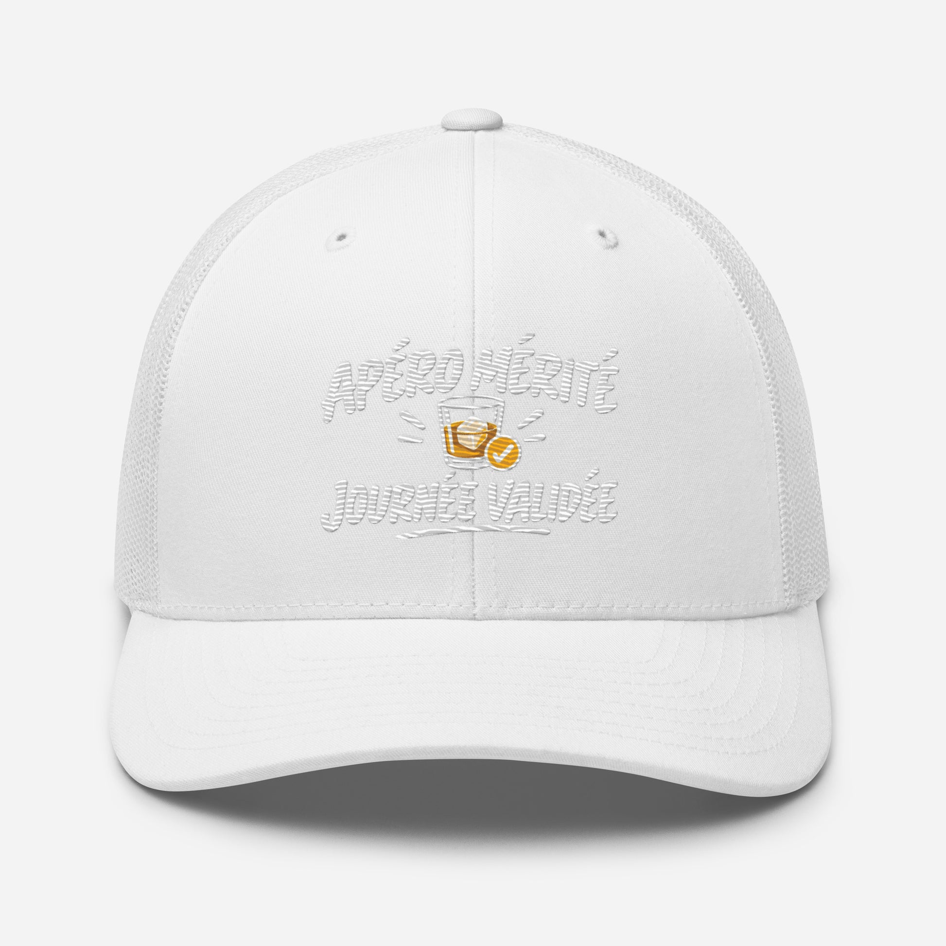 Casquette Trucker, brodée « Apéro mérité, journée validée », vue de face, image 98