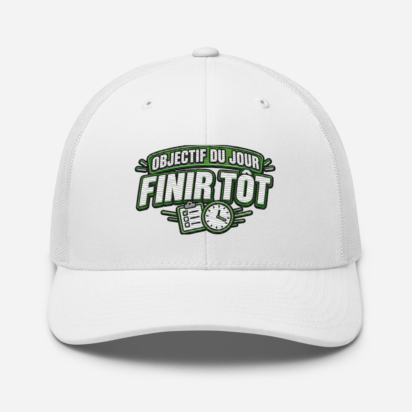Casquette Trucker, brodée « Objectif du jour, finir tôt », vue de face, image 98