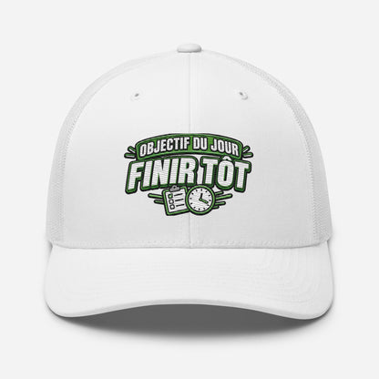 Casquette Trucker, brodée « Objectif du jour, finir tôt », vue de face, image 98