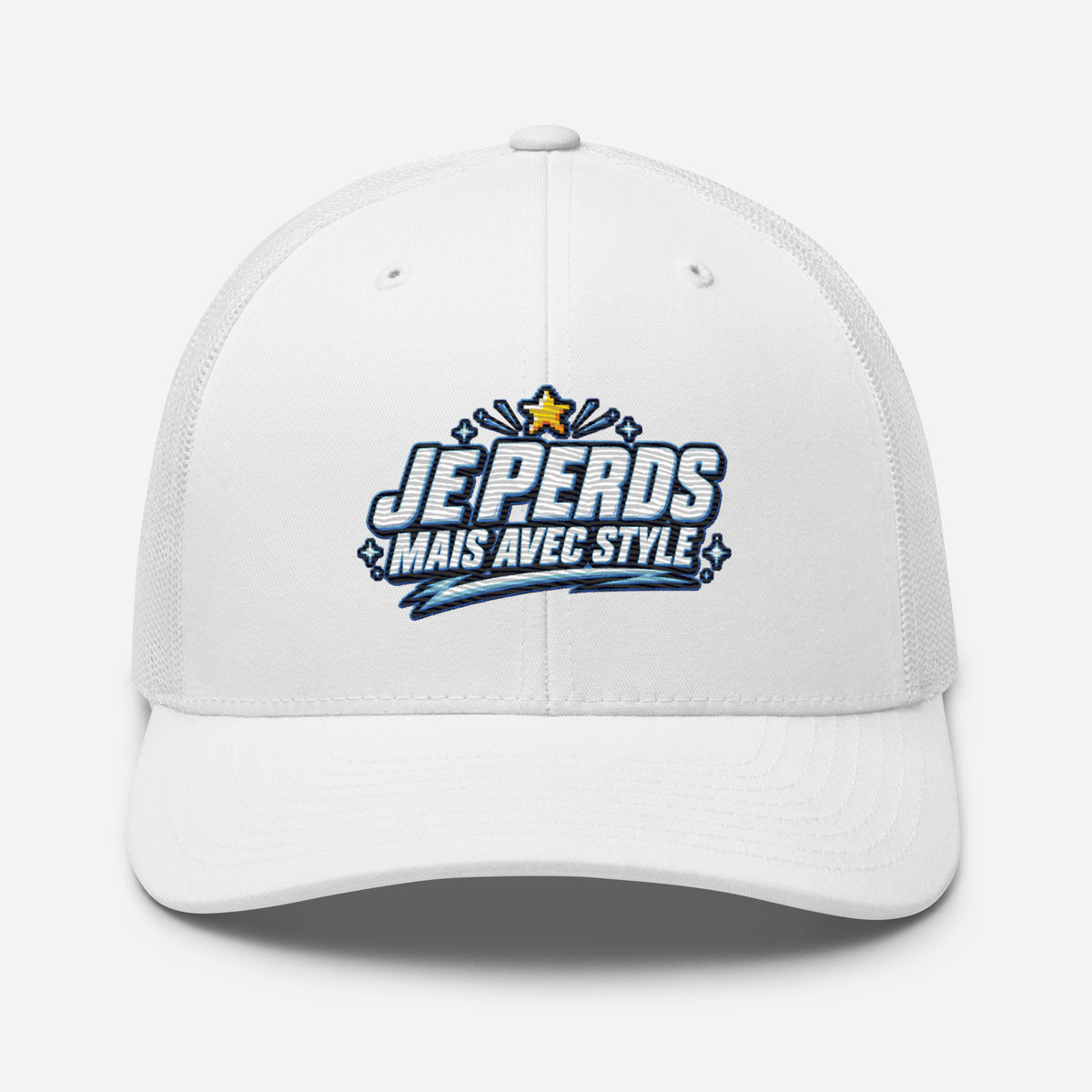 Casquette Trucker, brodée « Je perds mais avec style », vue de face, image 98