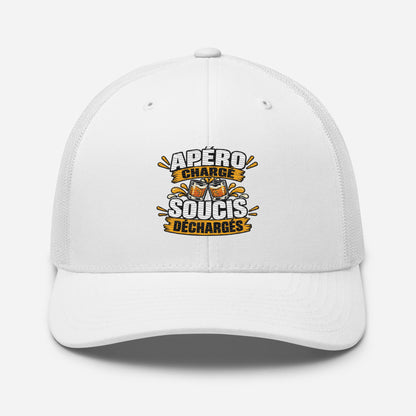 Casquette Trucker, brodée « Apéro chargé, soucis déchargés », vue de face, image 98