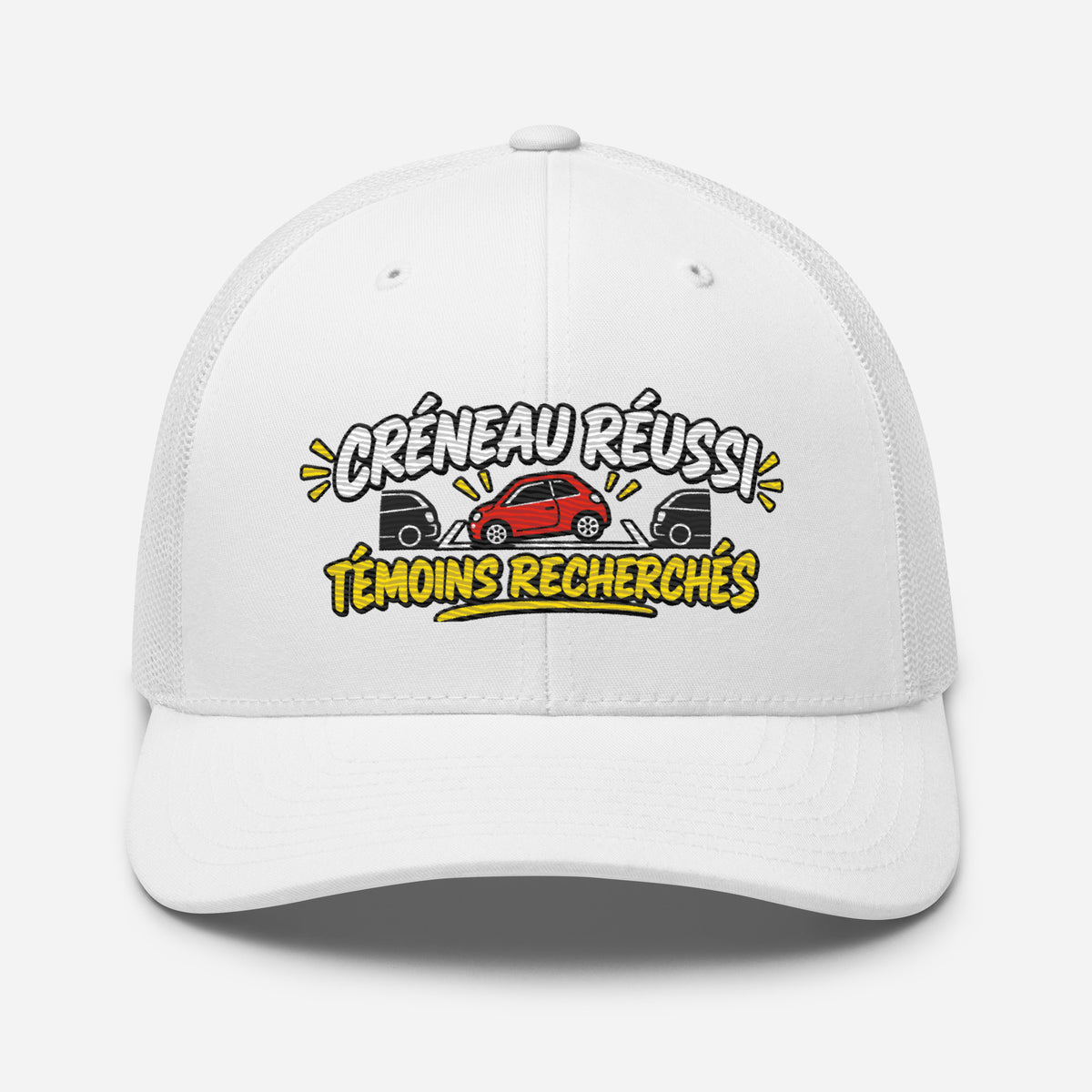 Casquette Trucker, brodée « Créneau réussi, Témoins recherchés », vue de face, image 98