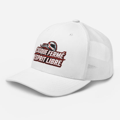 Casquette Trucker, brodée « Casque fermé, esprit libre », vue de trois quarts, image 100