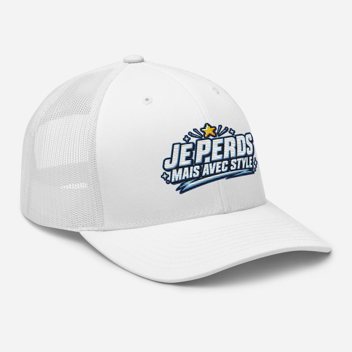 Casquette Trucker, brodée « Je perds mais avec style », vue de trois quarts, image 102