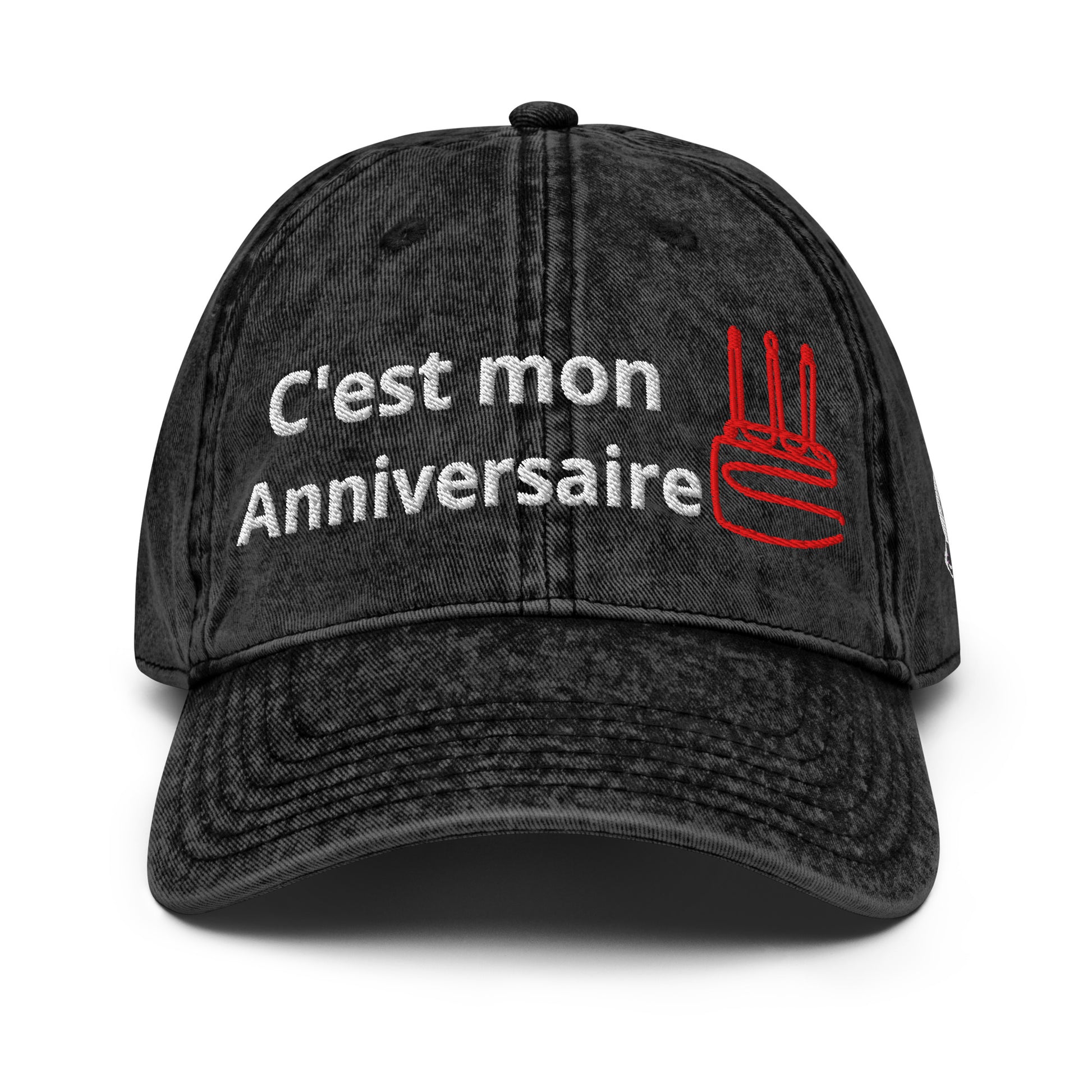 Casquette Baseball, brodée « C'est mon anniversaire », en Noir, vue de face, image 3