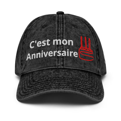 Casquette Baseball, brodée « C'est mon anniversaire », en Noir, vue de face, image 3