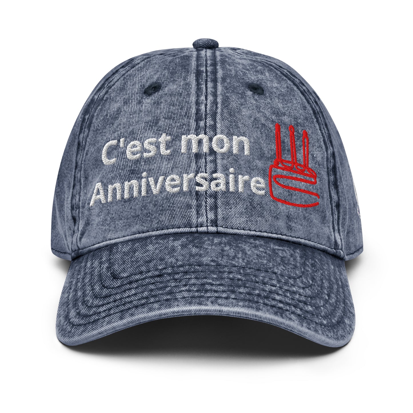 Casquette Baseball, brodée « C'est mon anniversaire », en Bleu Marine, vue de face, image 12