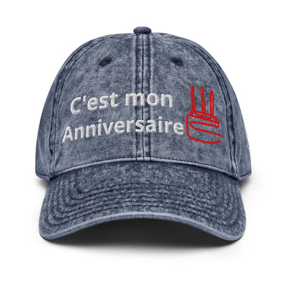 Casquette Baseball, brodée « C'est mon anniversaire », en Bleu Marine, vue de face, image 12